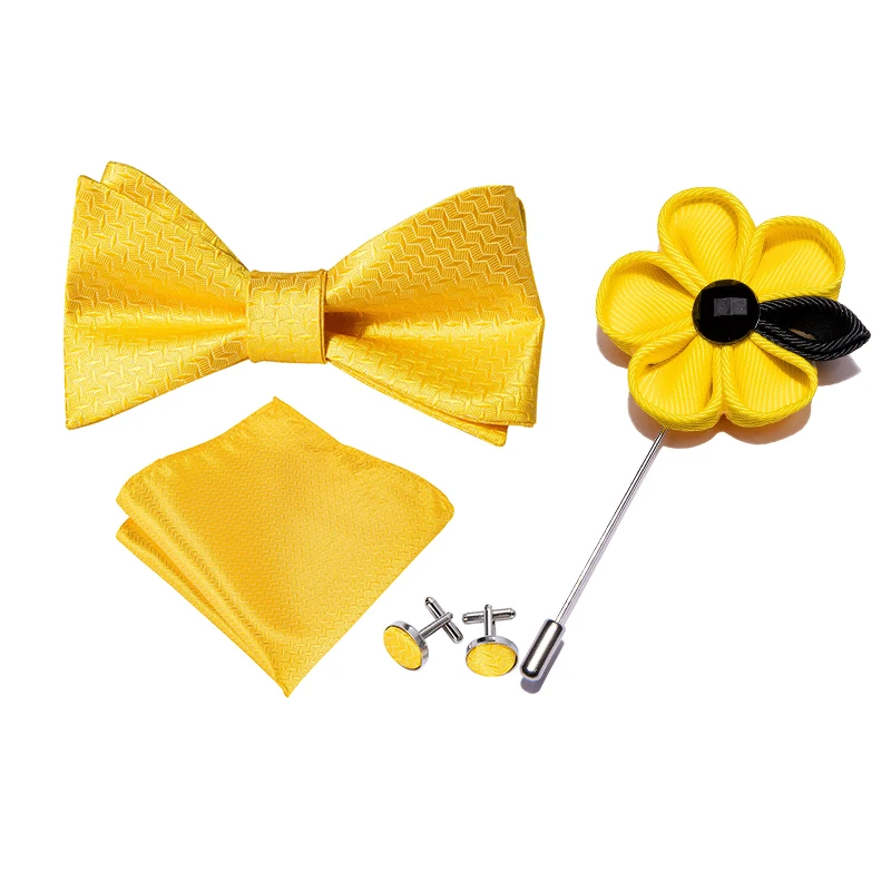 Желтый галстук-бабочка для мужчин самозавязывающийся бант набор из шелкового
