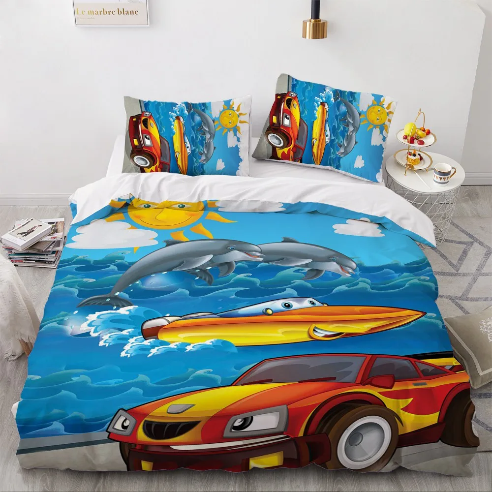 

3D White Beddings Custom Design Cartoon Comforther Covers Quilt Cover Sets Pillow Cases Full Queen Double Twin Single Size
