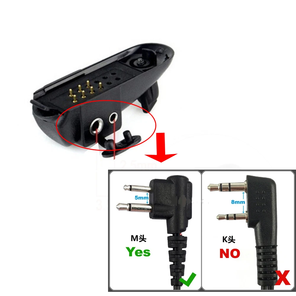 Аудиоадаптер для рации Baofeng 2 контактный разъем наушников 2Pin подключения к
