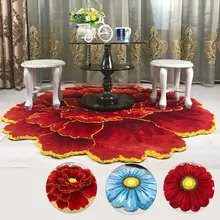 3D Peony Pattern Thick Carpet Nordic Art Flower Rug Soft Flocking Daisy Rug For Living Room Bedroom Anti-slip Hallway Door Mat