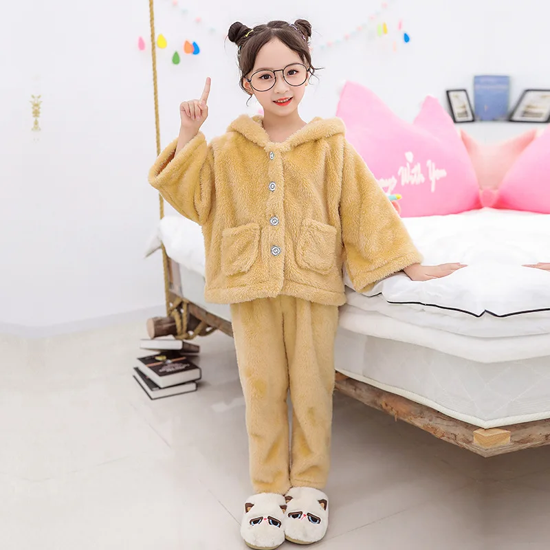 Детские пижамы Фланелевая Пижама на Рождество коралловый флис Детский комплект