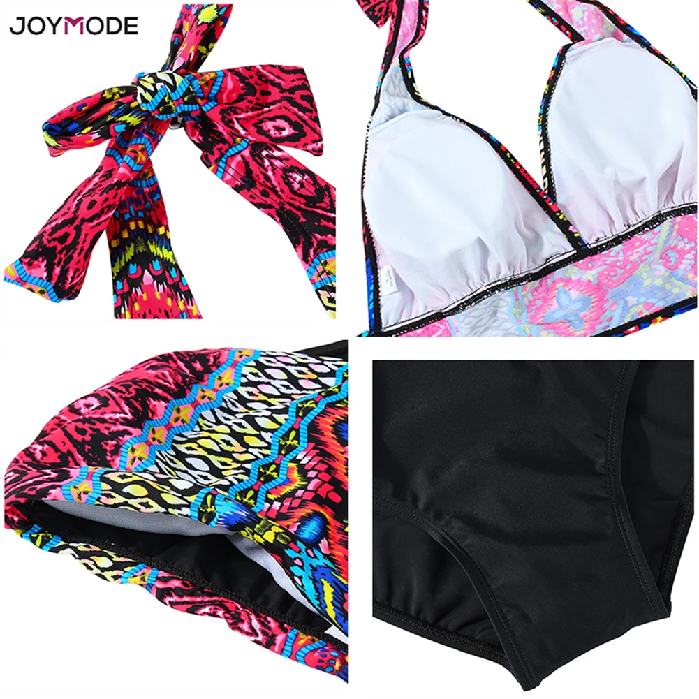 JOYMODE Горячая Женская мода тропические узоры купальные костюмы гламурный купальник Одежда Бикини прокладка крючком пляж бикини сексуальный купальник