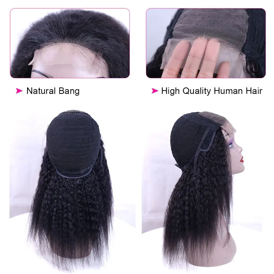 Online Rambut Palsu Manusia Penutupan Renda 4*4 Lurus Keriting Rambut Remy Beha Manusia Wig Rambut Manusia Renda Berkepadatan 250% Untuk Wanita Kulit Hitam