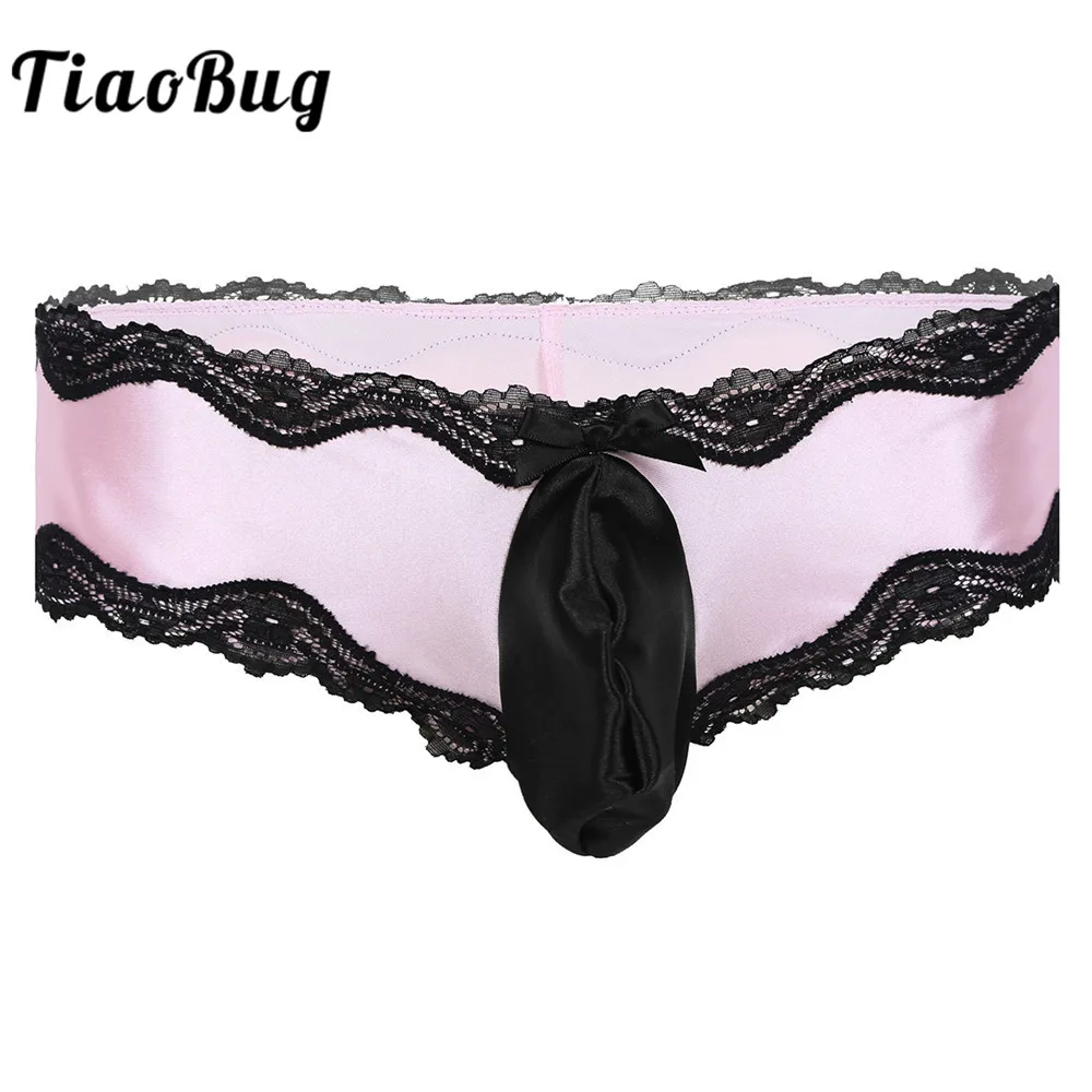 Мужские кружевные трусы TiaoBug Стрейчевые Трусики бикини из волнистой ткани