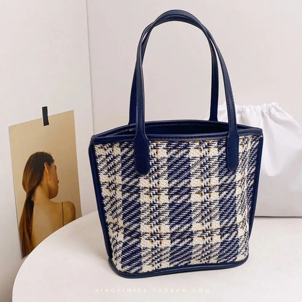 

2021 summer new bag custom design niche handbag female fashion houndstooth vegetable basket trend small bag