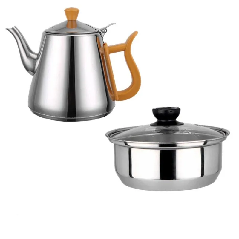 

Stainless Steel Teapot Kettle Tea Set Tea Set Disinfection Pot Induction Cooker Universal Flat Tea Ceremony Spare Parts Kettle