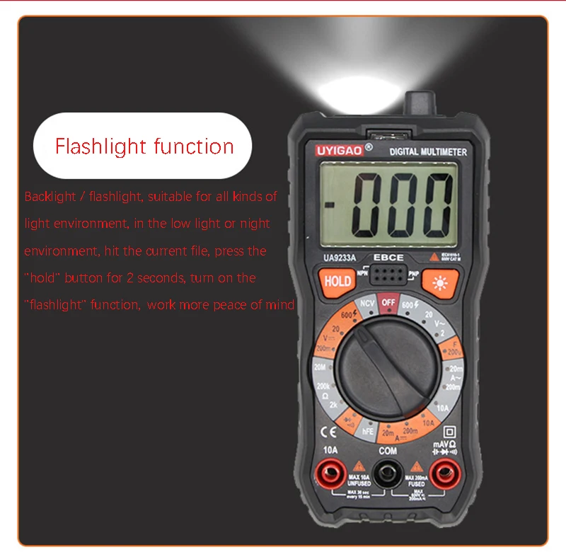 Мультиметр с цифровым дисплеем подсветкой и автоматическим выбором диапазона |