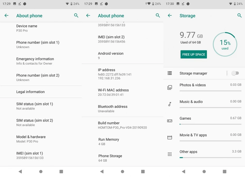 HOMTOM P30 Pro, 4 Гб ОЗУ, 64 Гб ПЗУ, Восьмиядерный мобильный телефон, 6,41 дюймов, полный дисплей, 13 МП, задняя камера, смартфон, отпечаток пальца
