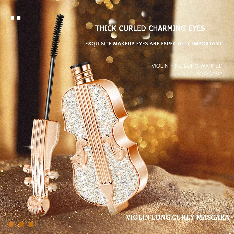 

Black Mascara Long And Thick Brush Head Violin Modeling 3D Big Eyes Waterproof And Not Smudge Easy To Remove Delicate Mascara