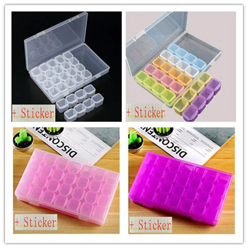 28 ячеек 4 цвета коробка для вышивки искусственная картина пластиковая органайзер