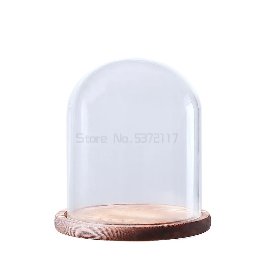 

Прозрачный стеклянный купол Колокольчик колокольчик дисплей деревянная основа с Феи светодиодной ночной подсветки украшения