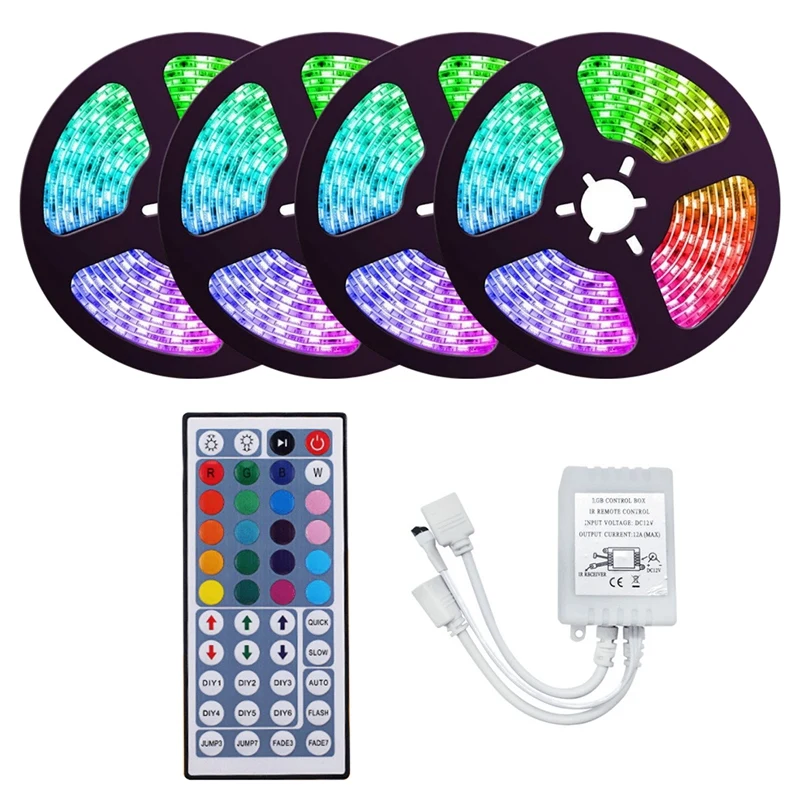 

20M 3528 RGB LED Strip Light 1200LEDs Waterproof Flexible LED Light Strip with 44 Key Remote for Halloween Christmas