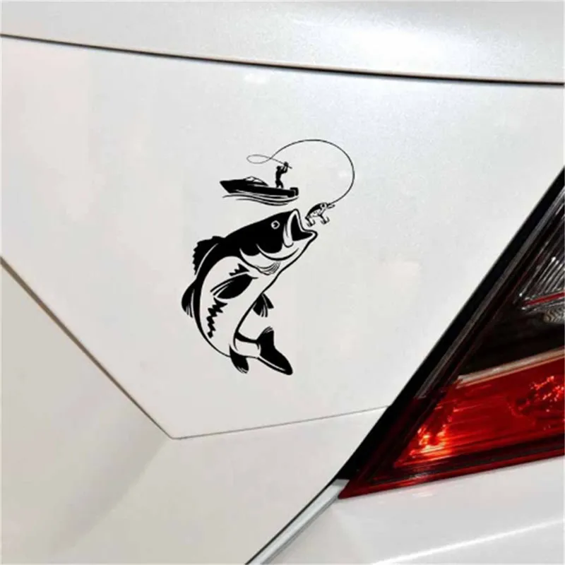 

12.3cm * 17.1cm Interesting Fishing Fisherman Hobby Fish Boat Car Stickers Vinyl Decal Practucal For Car Motorcycle