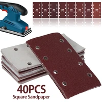 40pcs sanding sheets 93x185mm sander paper hook and loop sander pads punched 8 holes rectangular sandpaper assorted 40 400 grits