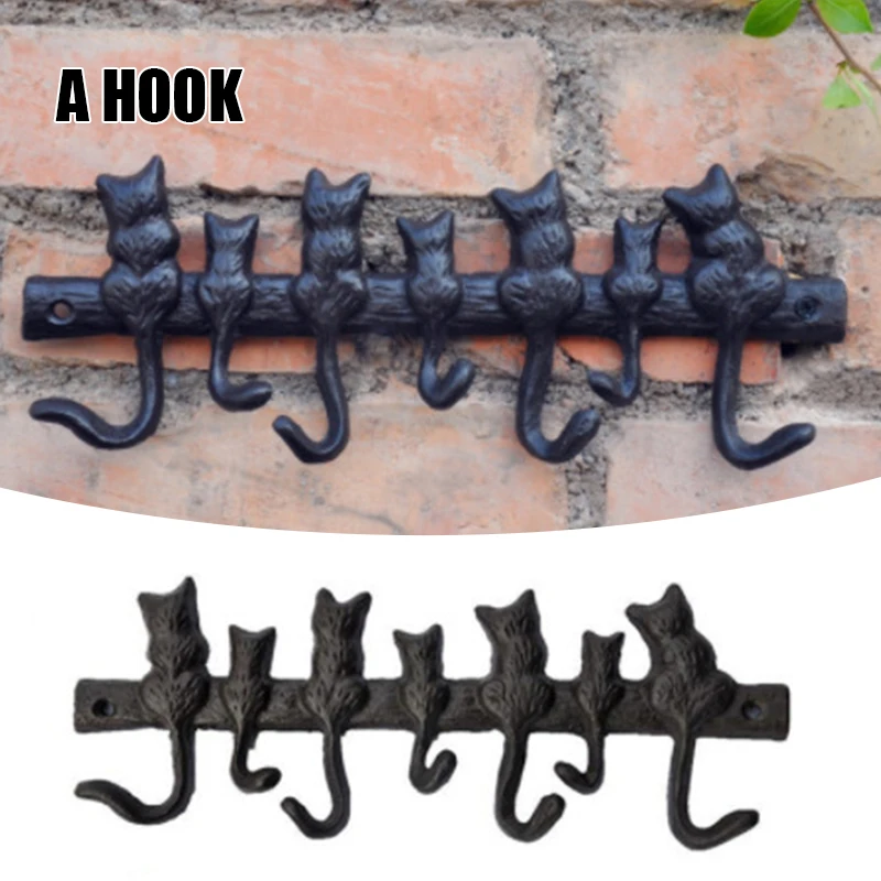 

Cute Cat Key Holder Multipurpose Wall Mounted Resin Hooks for Home Living Room Bedroom Decoration B99