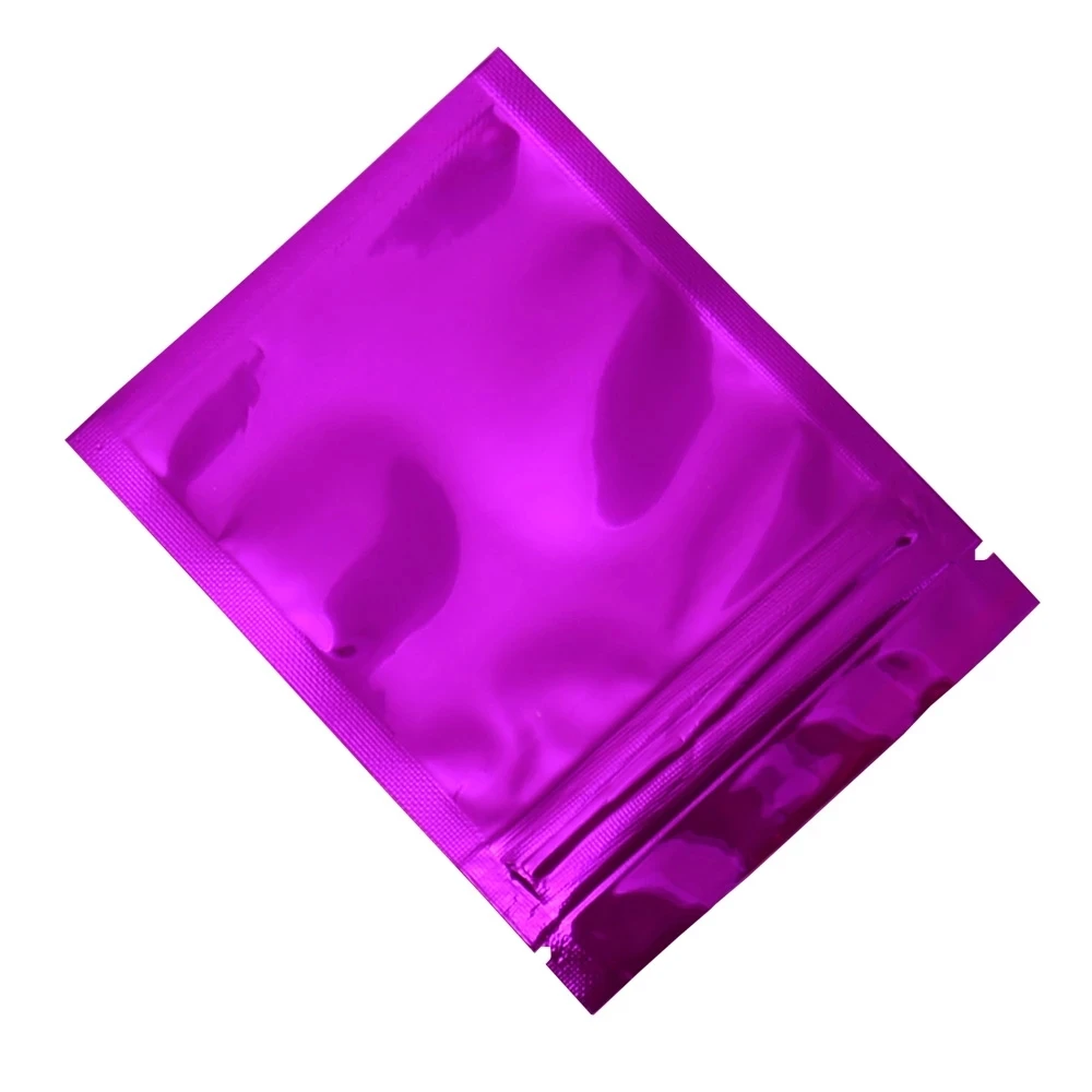 

100Pcs Glossy Purple Grocery Retail Aluminum Foil Zip Lock Packaging Bag Scented Tea Mylar Heat Seal Storage Packing Bag