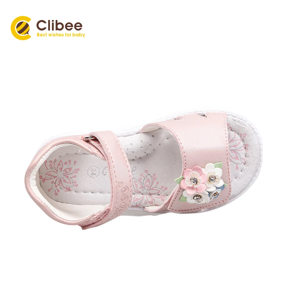 CLIBEE Kids Summer Open-Toe orthopedic Sandals Children's Flower Beach Shoes With Hook-Loop Girls Flat Sandal with Arch Support | Детская