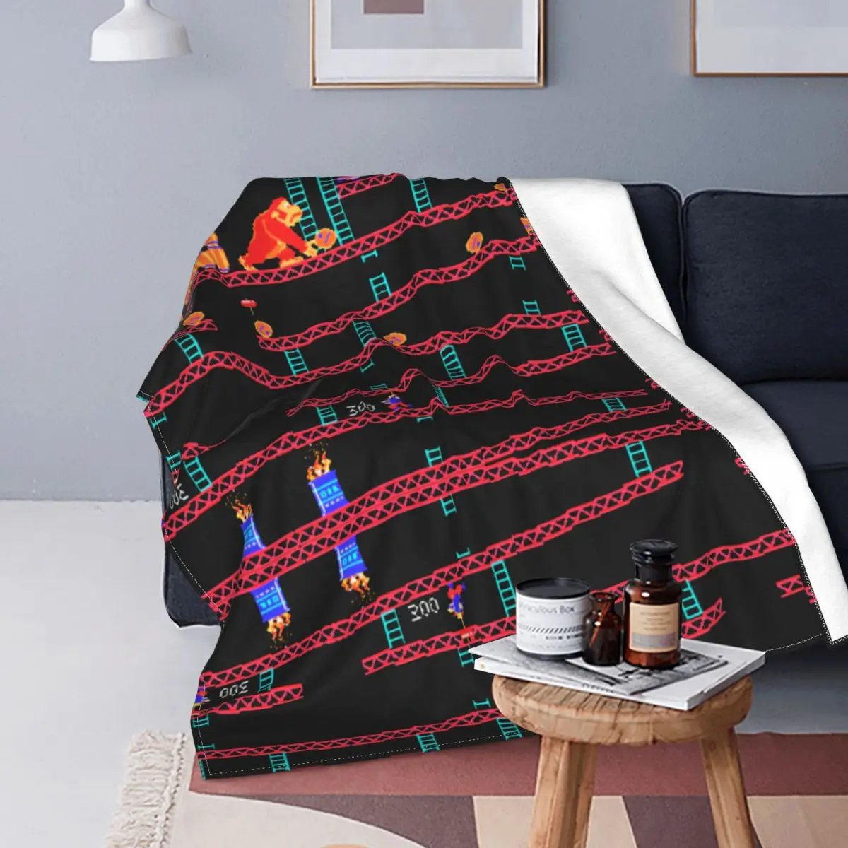 

Donkey Kong Blanket Flannel Arcade Game Collage Vintage Retro Super Warm Throw Blanket for Airplane Travel Bedroom Quilt