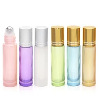 1pcs 10ml thick portable pearl colorful glass essential oil perfume roller bottles travel refillable rollerball bottle