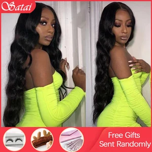 Волнистый передний парик Remy, 150 Плотность 13x6 кружевной передний парик prepucked фронтальный парик человеческих волос для чернокожих женщин