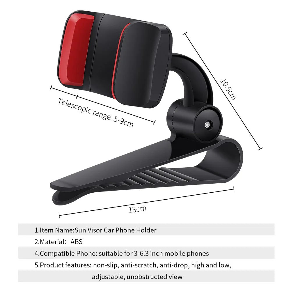 Universal 360 Car Phone Clip Holder Sun Visor Mount Stand Cell Soporte Movil For iPhone 11 XR X 8 GPS in | Мобильные телефоны и