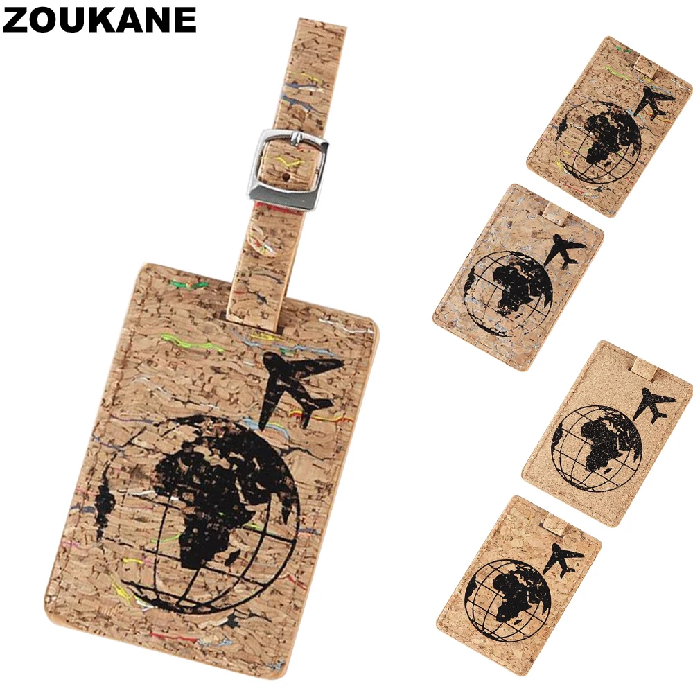 

Zoukane Earth Plane Leather Luggage Suitcase Bag Tag Label For Men Travel Accessories suitcase identifier Name Address Tags LT06
