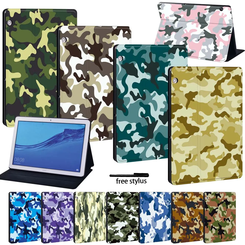 

Case for Huawei MediaPad M5 10.8/M5 Lite 8/M5 Lite 10.1/T3 8.0/T3 10 9.6/T5 10 10.1 Camouflage Pattern Folding Tablet Case + Pen