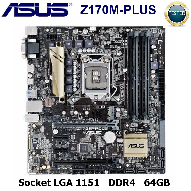 LGA 1151 Asus Z170M PLUS Материнская плата Intel Z170 DDR4 64 Гб PCI E 3 0 оригинальный настольного