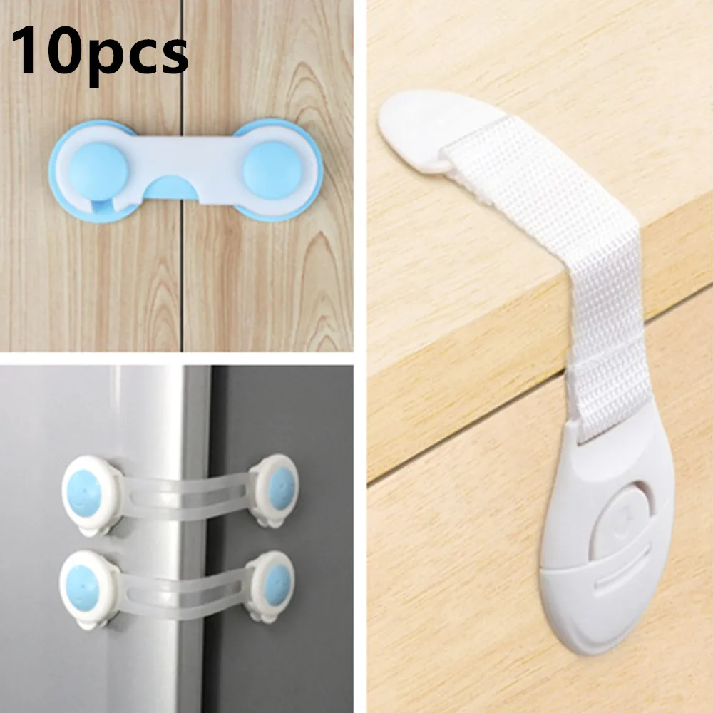Refrigerador de pl&aacute;stico para ni&ntilde;os, caj&oacute;n de castillo, gabinete, cerradura de seguridad para beb&eacute;s, Tope de puerta de seguridad para ni&ntilde;os, 10 unids/lote-0