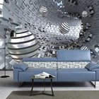 3D-обои на заказ, современные креативные абстрактные туннели, имитация пространства, металлический шар, фотообои для гостиной, телевизора, дивана, стены, водонепроницаемые