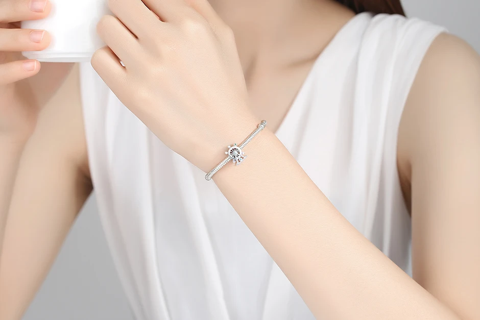 Серебряные бусины 925 пробы красочный кристалл колесо обозрения Шарм Fit Pandora Браслеты ожерелье Женские Diy ювелирные изделия