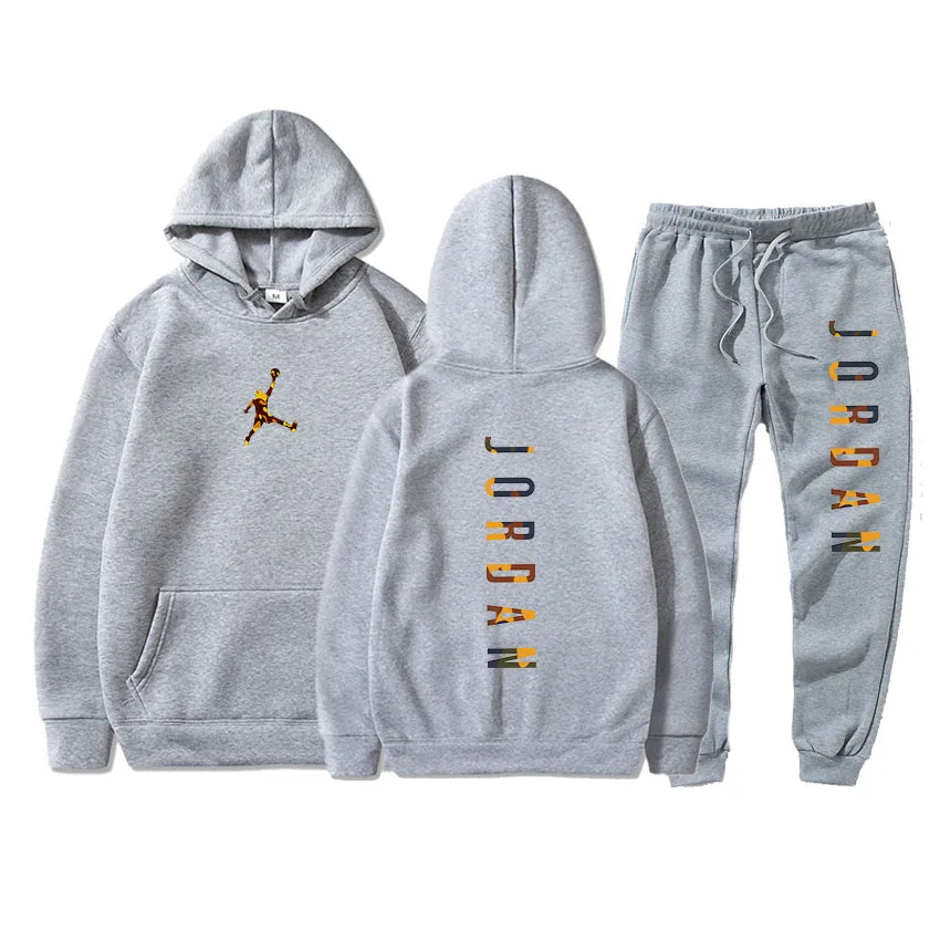 

Track suit men's fashion hoodie men's suit men's sweatshirt + sweatpants 2021 new autumn and winter polar fleece hooded pullover
