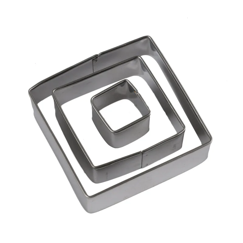 3 шт. квадратный Нержавеющая сталь трафареты для нарезки печенья DIY мусс кольцо