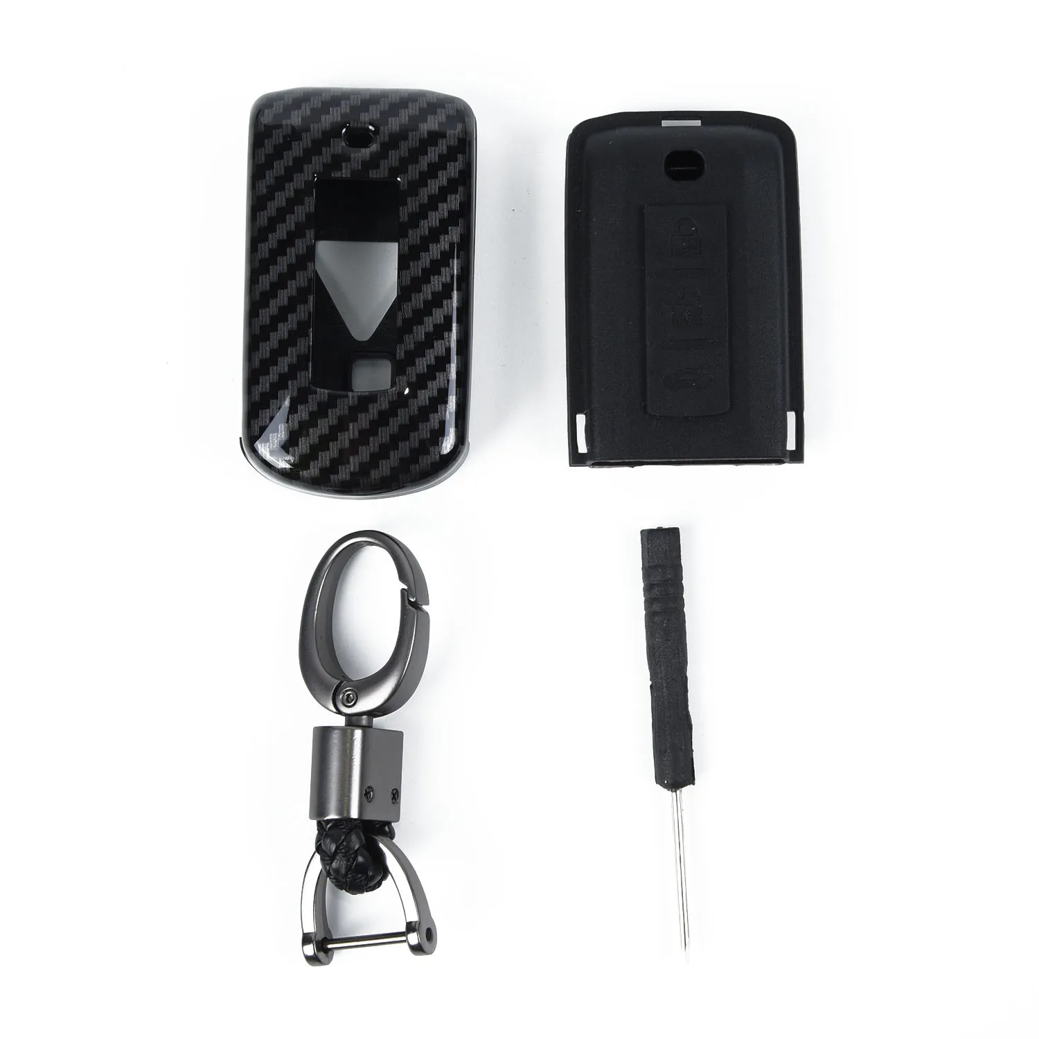 Сменный Футляр для ключей защита из углеродного волокна черный автомобиль Mitsubishi