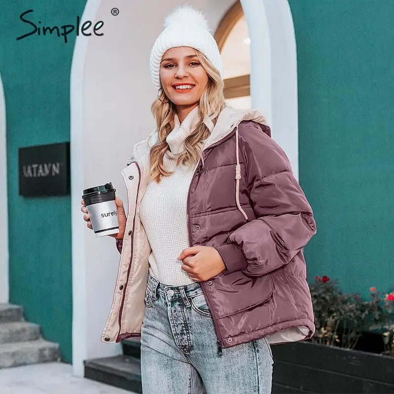 Simplee женская куртка осень-зима большой размер с капюшоном женский теплый мягкий пиджак