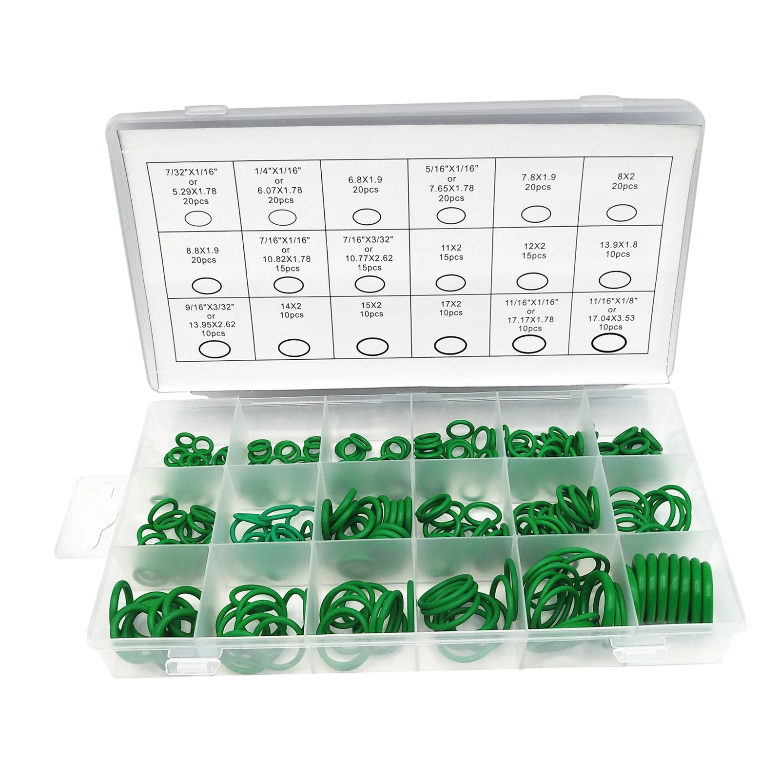 

Set of 270 Portable Green Rubber Seal O-Ring Washer Assortment Set Organizer