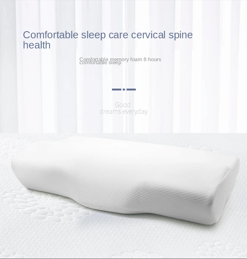 

Orthopedic Memory Foam Bedding Pillow Slow Rebound Neck Protection Butterfly Concave Shaped Pillow Neck Health Care 50*30*10Cm