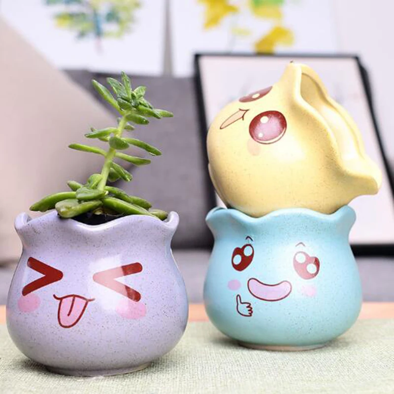 Керамический суккулентный горшок для растений зеленая ваза бонсай офисный