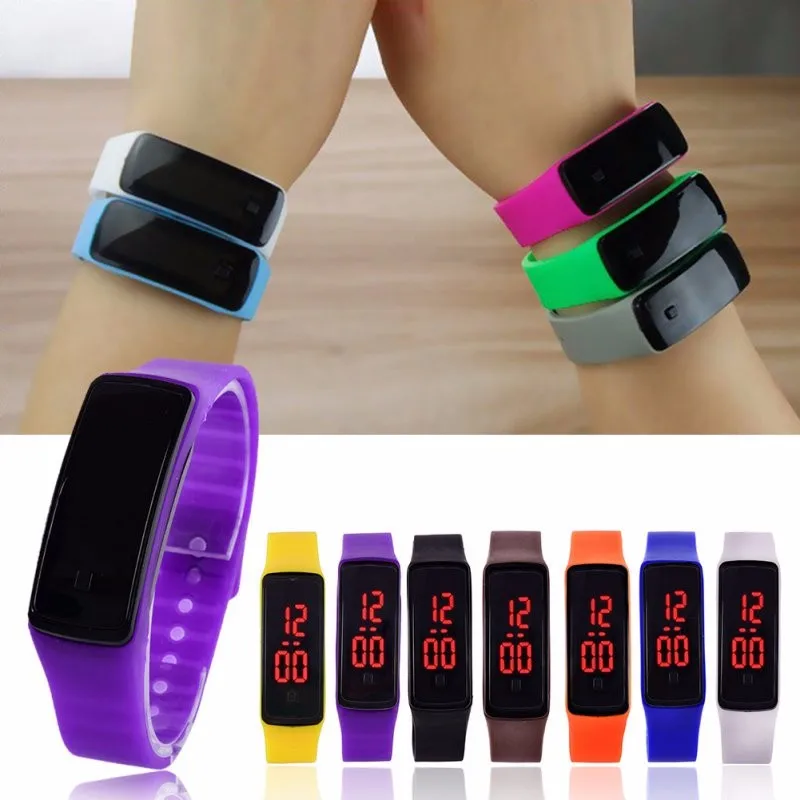 

2019 Fashion Men Women Casual Sports Bracelet Watches LED Electronic Digital Candy Color Silicone Watch for ladies Kids montre