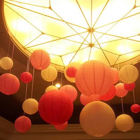 10pcs/set Mixed Size(10cm 15cm 20cm 25cm 30cm) Beige White Paper Lanterns Chinese Ball Lampion For Party Wedding Birthday Decor - купить по