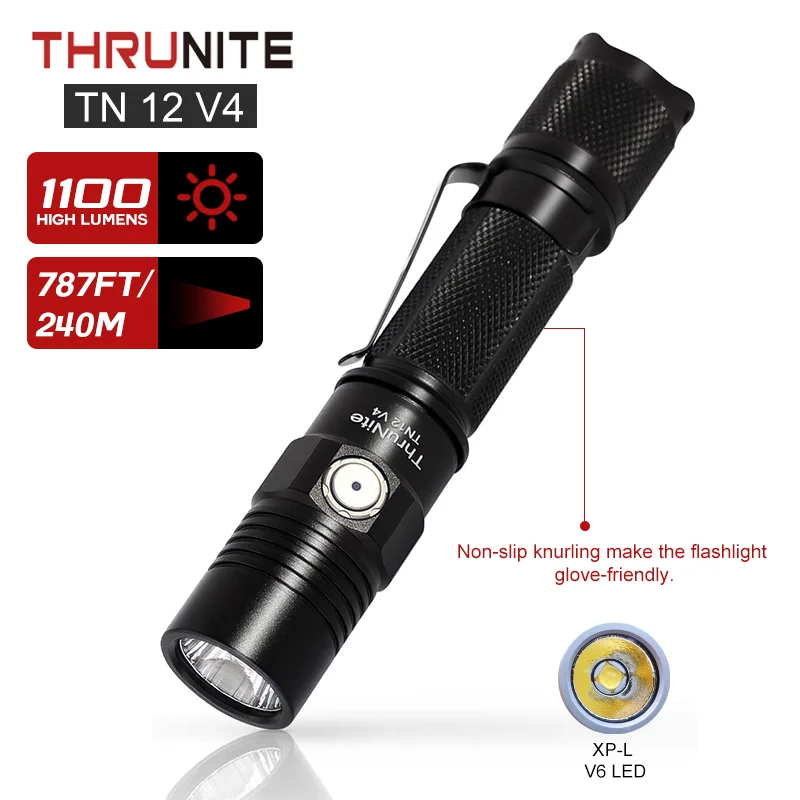 

ThruNite TN12 V4 1100 Lumens Handheld Waterproof LED Flashlight Mini CREE XP-L V6 EDC Flashlights for Indoor & Outdoor Orginal