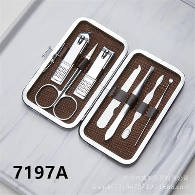 7197A(7pcs) 15 шт. маникюрный набор для ногтей Ножницы акне тонкий носик крюк Golden Eagle отшелушивающее средство для обрезки педикюр Menicure для ногтей, набор инструментов для ухода - Цвет: 7197A(7pcs)
