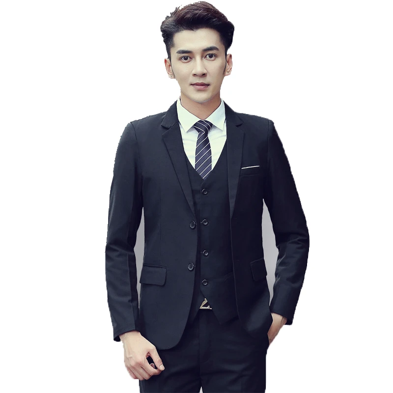 Мужской свадебный или Выпускной костюм BROWON черный облегающий смокинг деловой