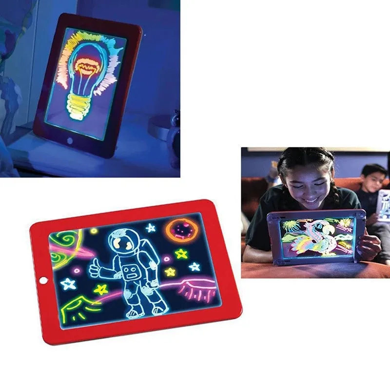 

2021 3D Magic Drawing Pad LED Light Luminous Board Intellectual Developmen Toy Children Painting Learning Tool Educational Toys