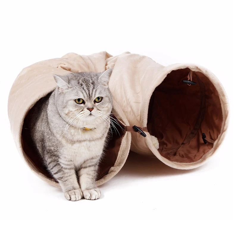 

Cat Tunnels Maze Cat House Bed With Balls Protable 2 Holes Cat Play Tent Interactive Toy For Indoor Pet Tunnel Tube Pet Products