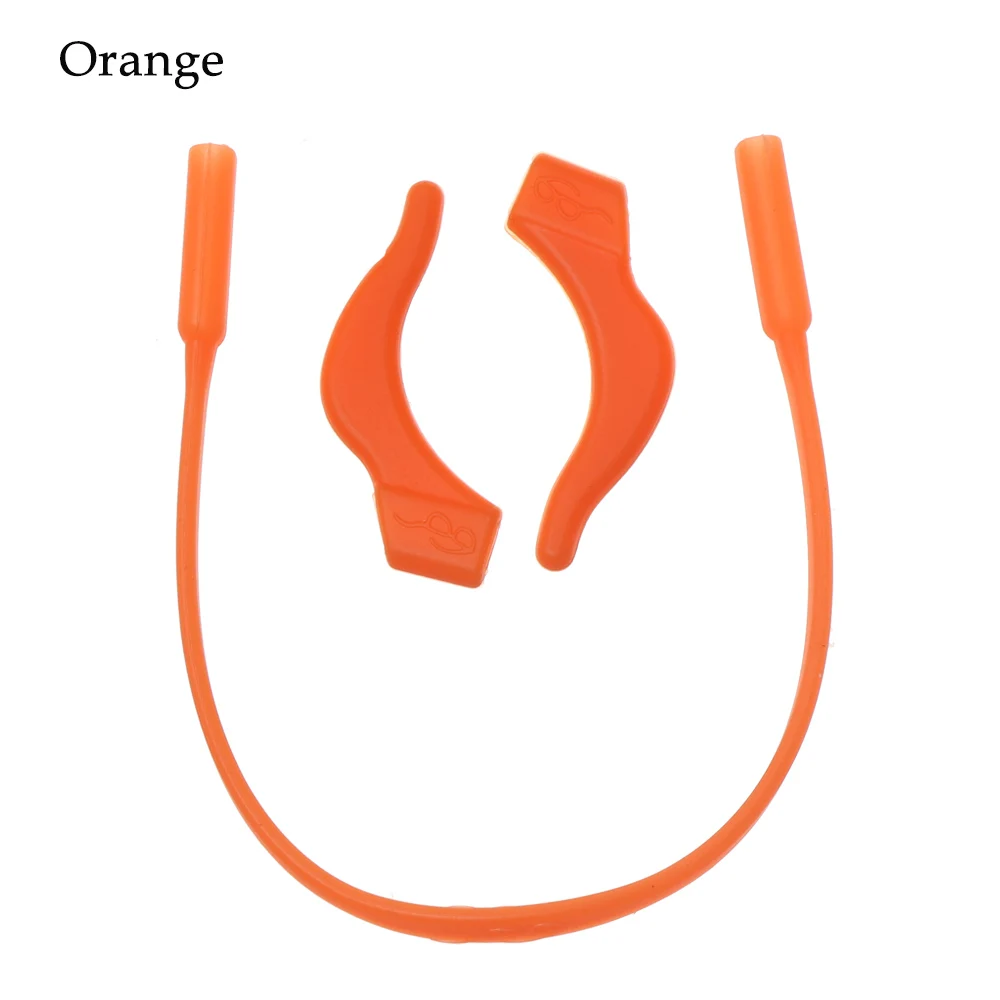 orange 1 комплект, детские силиконовые очки, ремешок, ушные крючки, шнурок для очков, очки на веревке, держатель, спортивные очки, аксессуары, новинка - Цвет: orange