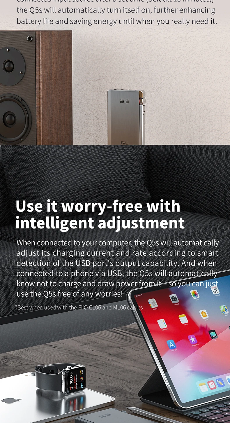 FiiO Q5s(THX-AAA AM3D) Bluetooth 5,0 AK4493EQ dsd-способный ЦАП и усилитель, USB ЦАП усилитель Q5s для iPhone/компьютера/Android/sony