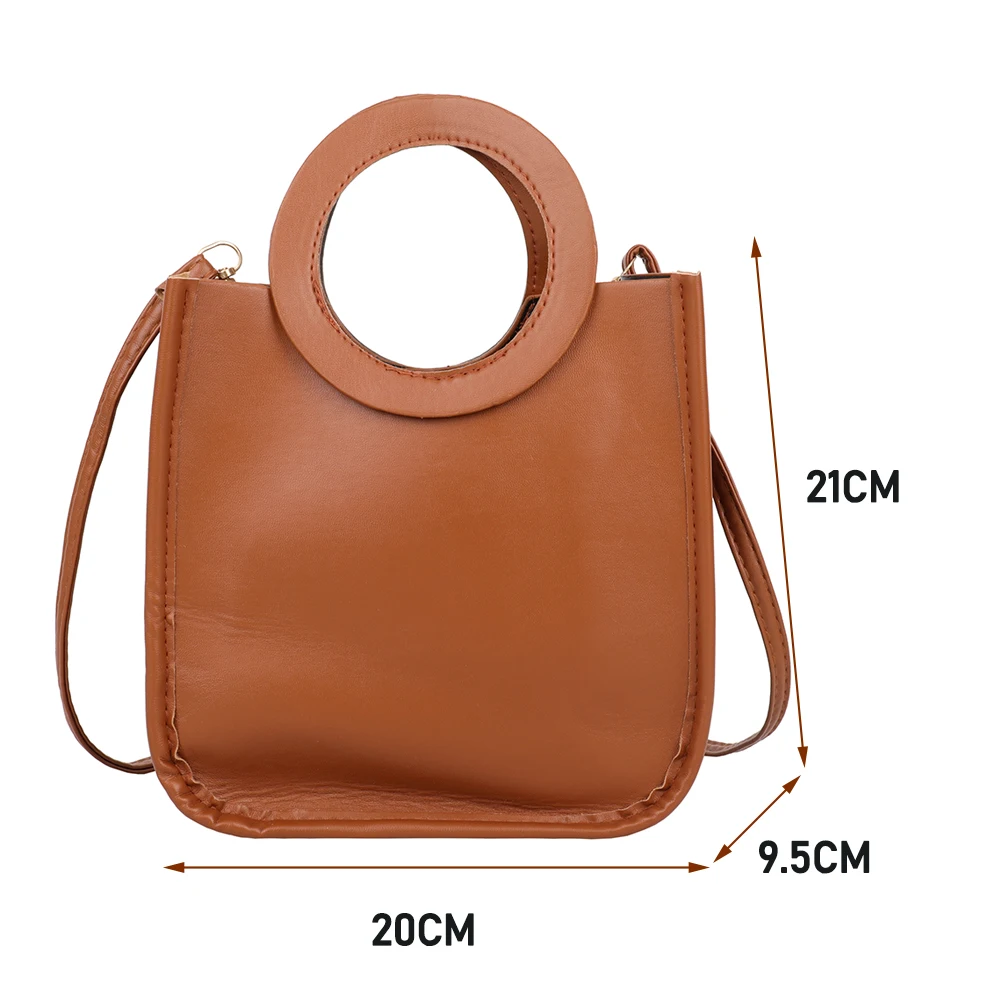 

Women Retro Top-handle Handbags PU Leather Shoulder Bag Ladies Fashion Pure Color Designer Messenger Bag