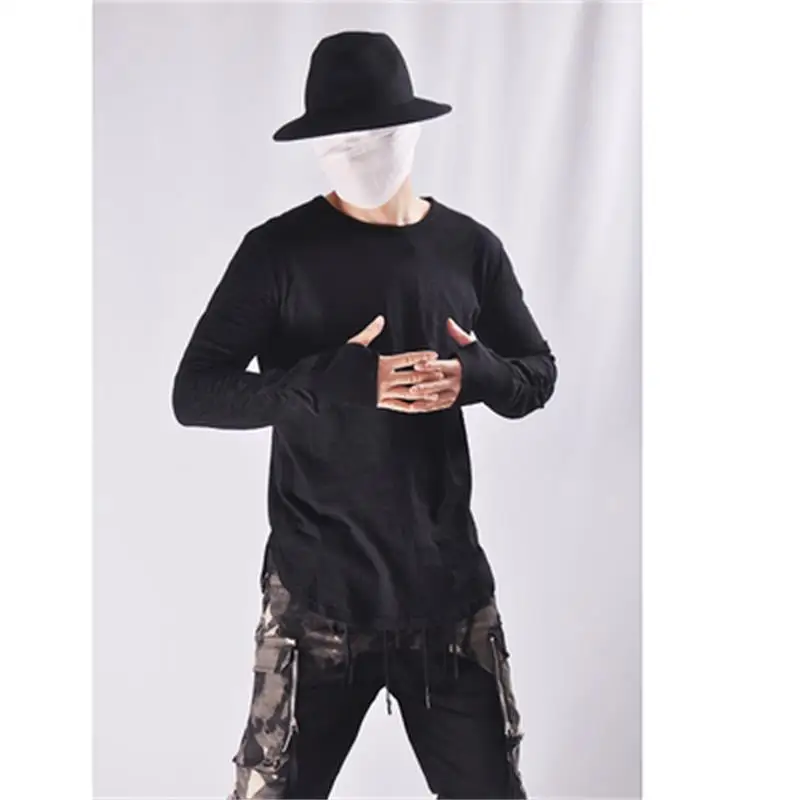 

Autumn Winter Personality Arc dark undershirt Ninja clothes set refers to a long-sleeved t-shirt men's loose shirt collar