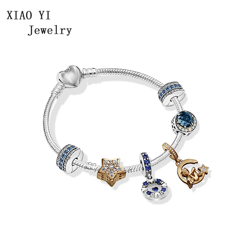 

XIAOYI 100% S925 Angel star accompany DIY fashion string decorations high quality birthday bracelet for girlfriend female
